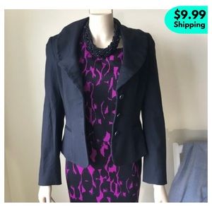 ELIE TAHARI Shawl-collared Fitted Black Blazer, 8